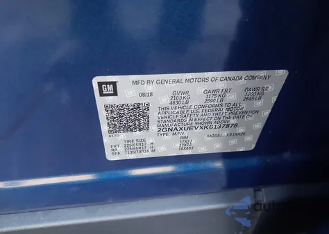 2019 Chevrolet Equinox Lt from USA, damaged, VIN 2GNAXUEVXK6137878